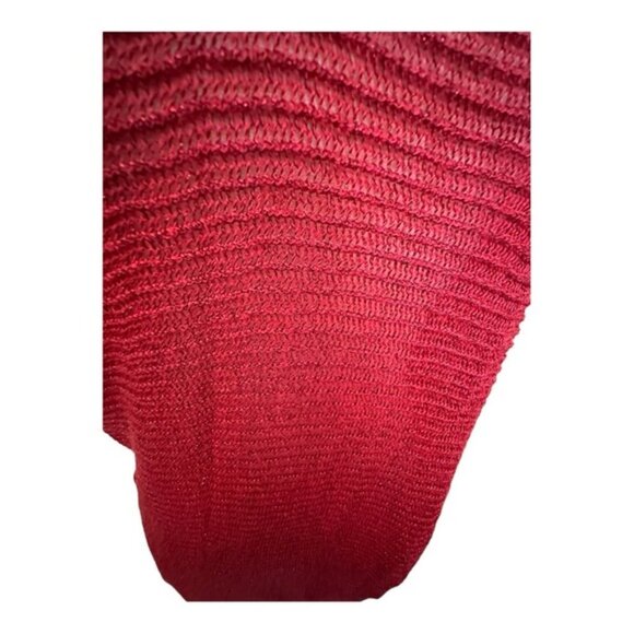 Women’s Vintage torrid 0 XL Red Open Weave Metallic V Neck Sweater 12 14 - Picture 9 of 9